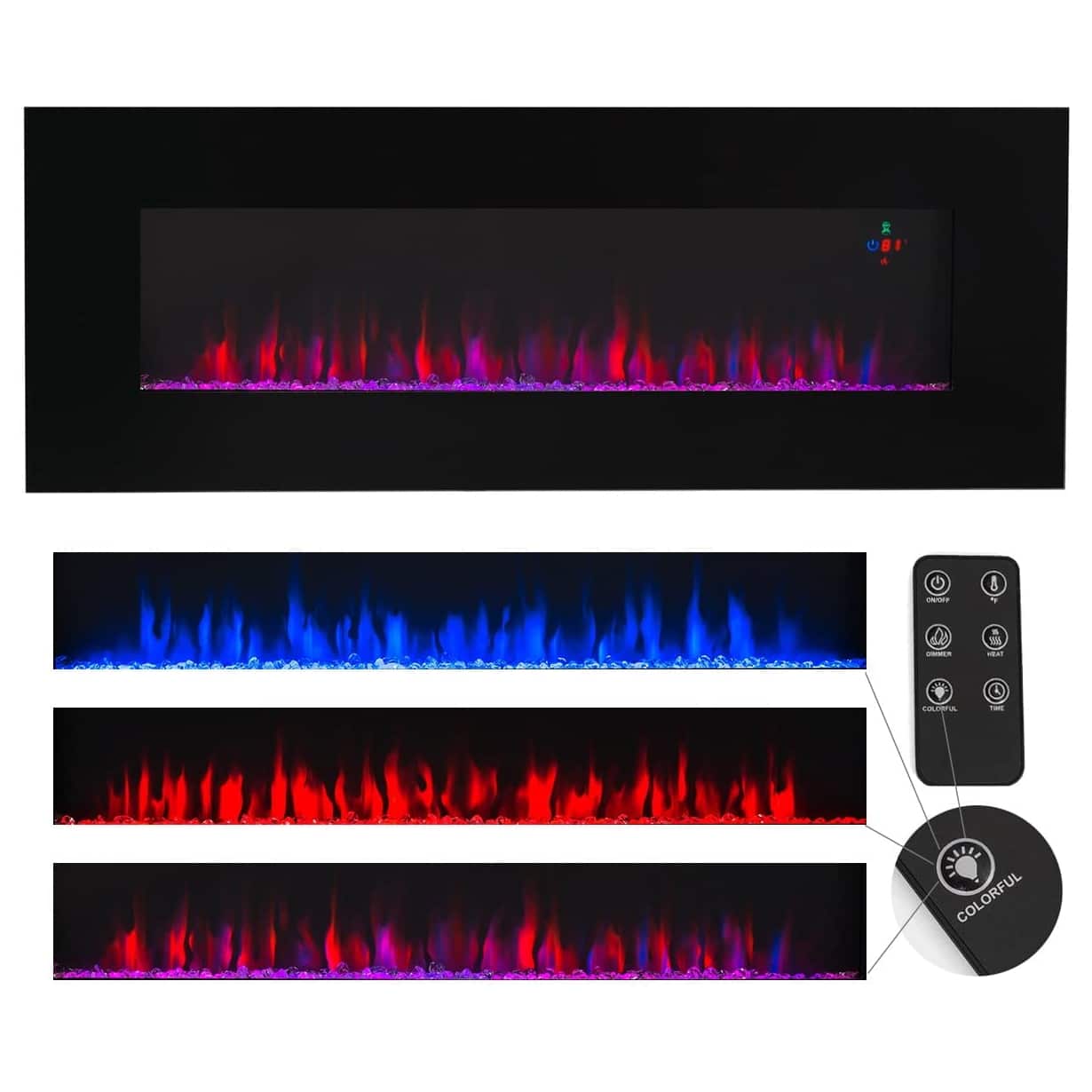 XtremepowerUS Allure Linear Wall Mount Electric Fireplace